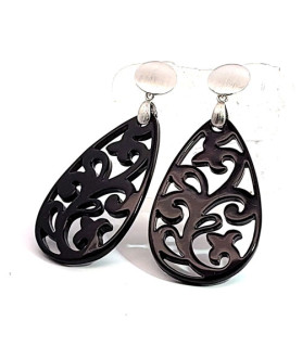 Ear pendant mother-of-pearl drops, black  - 1