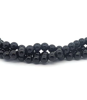 Turmalin schwarz (Schörl) Kugelstrang 6 mm  - 2
