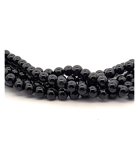 Turmalin schwarz (Schörl) Kugelstrang 6 mm - 1 Turmalin schwarz (Schörl) Kugelstrang 6 mm - 1
