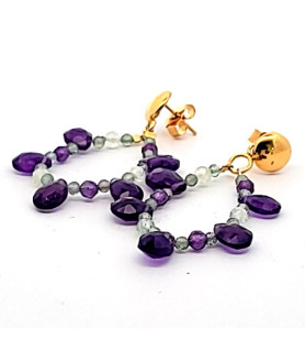 Ohrringe Bohemian mit Amethyst und grünem Granat  - 1