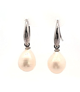 Pearl earrings, silver rhodium plated  - 2