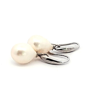 Pearl earrings, silver rhodium plated  - 1