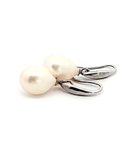 Pearl earrings, silver rhodium plated  - 1