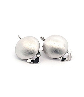 Ohrclipspatent rund 12 mm, Silber rhodiniert matt Steindesign - 1