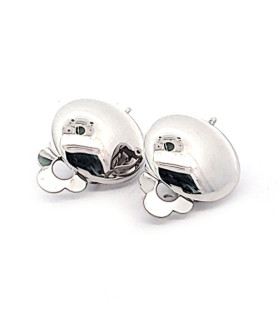 Ohrclipspatent rund 16 mm, Silber rhodiniert Steindesign - 1