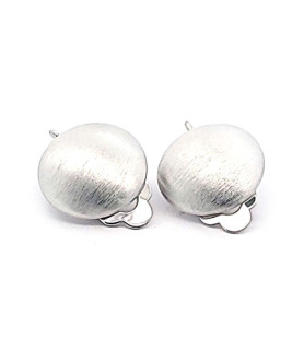 Ohrclipspatent rund 16 mm, Silber rhodiniert matt Steindesign - 1