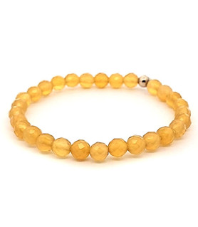 Yellow agate, faceted ball bracelet, 6 mm  - 1