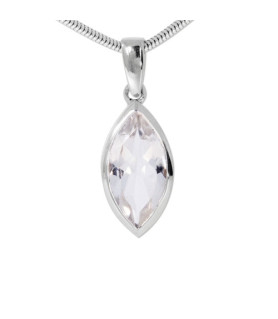 Rock crystal gemstone pendant navette faceted Steindesign - 1