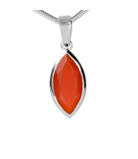 Carnelian gemstone pendant navette faceted Steindesign - 1