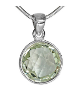Prasiolite (green quartz) gemstone pendant round faceted Steindesign - 1