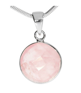 Rose quartz gemstone pendant round faceted Steindesign - 1