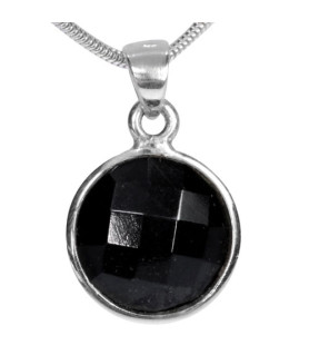 Tourmaline black gemstone pendant round faceted Steindesign - 1