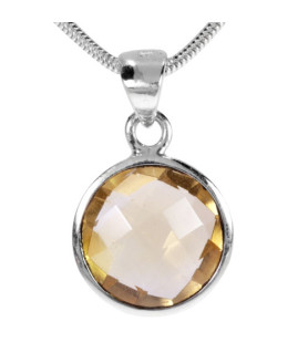 Citrine gemstone pendant round faceted Steindesign - 1