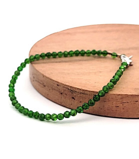 Chromdiopsid Kugelarmband 3 mm facettiert  - 1