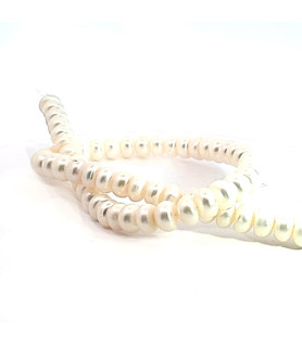 Pearl strand white button 6 x 9 mm  - 1