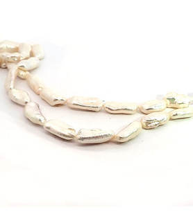 Perle weiß, Strang Fancy 10 x 20 mm  - 1