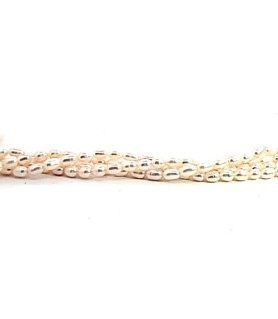 Perle weiß, Strang Rice 3 x 4 mm  - 1