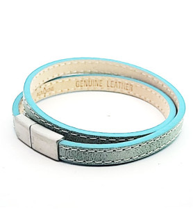 Scarlett leather bracelet light blue  - 1