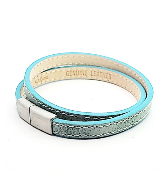 Scarlett leather bracelet light blue  - 1