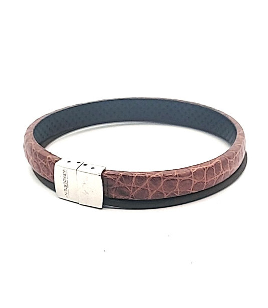 Wendestein bracelet, alligator leather brown, 20.5 cm - 1 Wendestein bracelet, alligator leather brown, 20.5 cm - 1