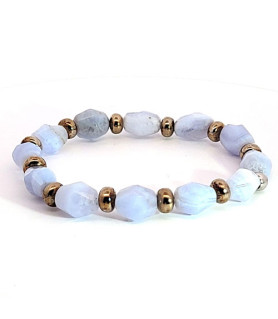 Chalzedon Armband mit Silberelementen patiniert Steindesign - 1