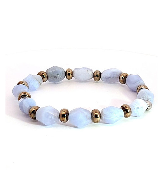 Chalcedony bracelet with patinated silver elements Steindesign - 1 Chalcedony bracelet with patinated silver elements Steindesign - 1