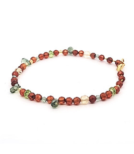 Bohemian Design Armband Granat orange, Apatit grün und Zitrin Steindesign - 1