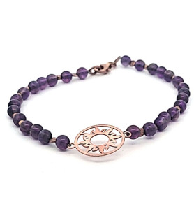 Amethyst Armband mit Sonne des Lebens  - 1