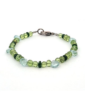 Bohemian Design Armband Peridot, Aquamarin und Chromdiopsid Steindesign - 1