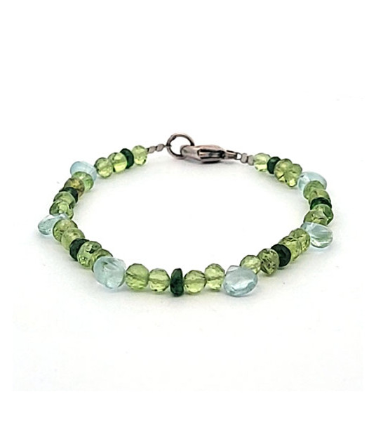 Bohemian Design Bracelet peridot, aquamarine and chrome diopside Steindesign - 1