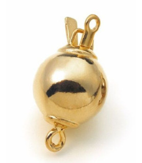 ball clasp 6mm, silver gold plated  - 1