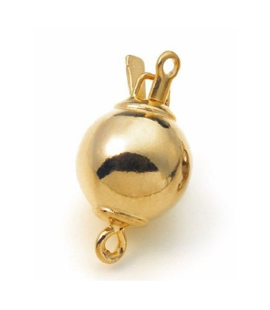 ball clasp 6mm, silver gold plated  - 1