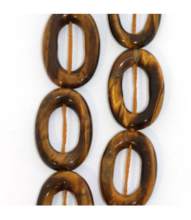 Tiger eye, strand oval with hole 15 x 22mm  - 1