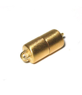 magnetic cylinder clasp 8mm, silver gold plated satin finish  - 1