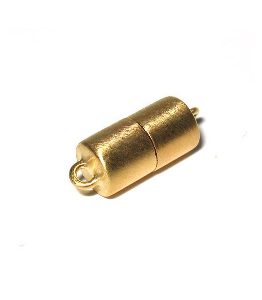 magnetic cylinder clasp 8mm, silver gold plated satin finish  - 1