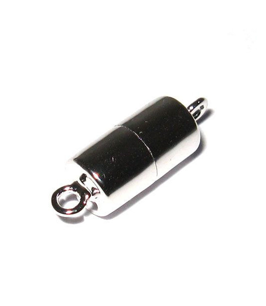 magnetic cylinder clasp 10mm, silver rhodium plated Steindesign - 1