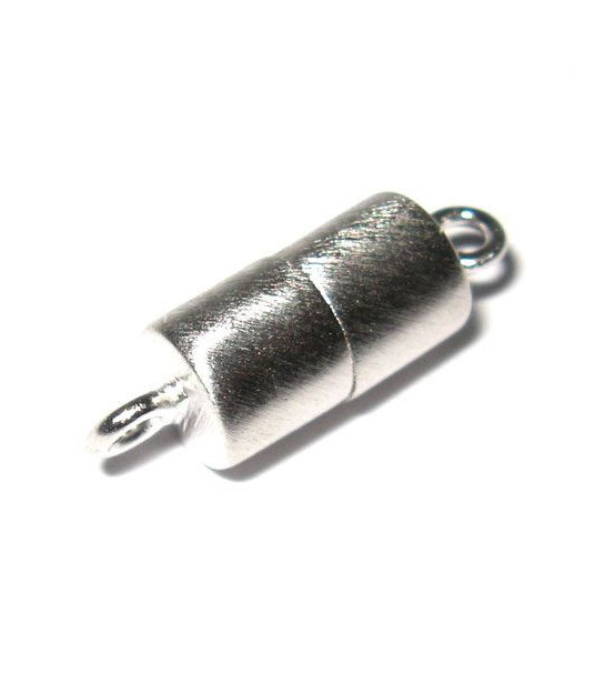 magnetic cylinder clasp 10mm, silver rhodium plated satin  - 1