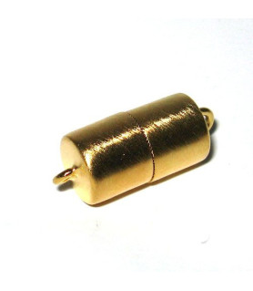 magnetic cylinder clasp 10mm, silver gold-plated satin  - 1