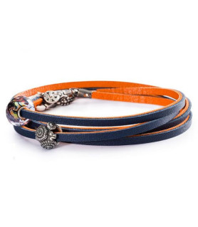 Trollbeads Leather Bracelet orange/blue - retired Trollbeads - das Original - 1
