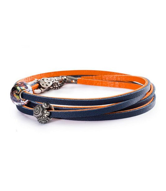 Trollbeads Leather Bracelet orange/blue - retired Trollbeads - das Original - 1