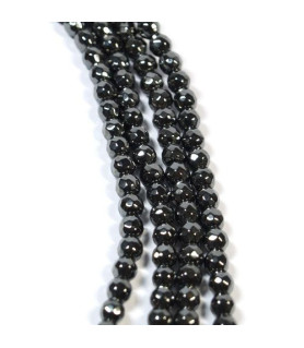 Hematite ball strand 6mm faceted  - 1