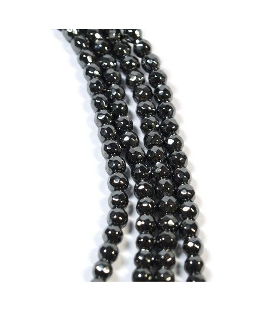 Hematite ball strand 6mm faceted  - 1